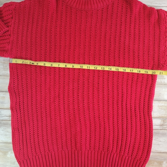 Mens Vintage Nautica Red Knit Sweater Medium Made In USA - Picture 8 of 16